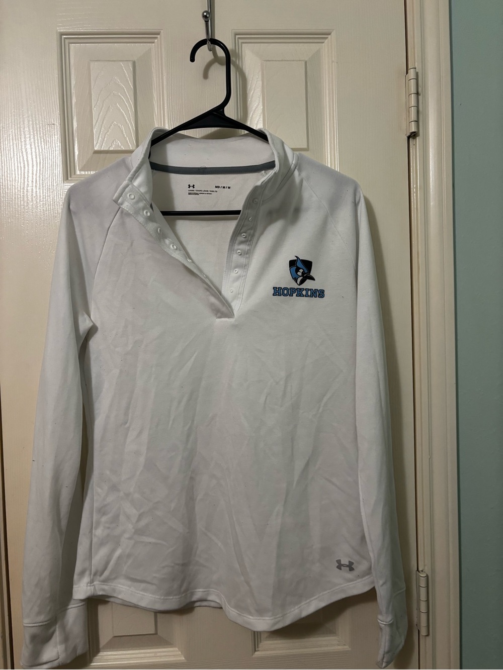 Under Armour Women’s White John Hopkins Long-Sleeve Snap Polo